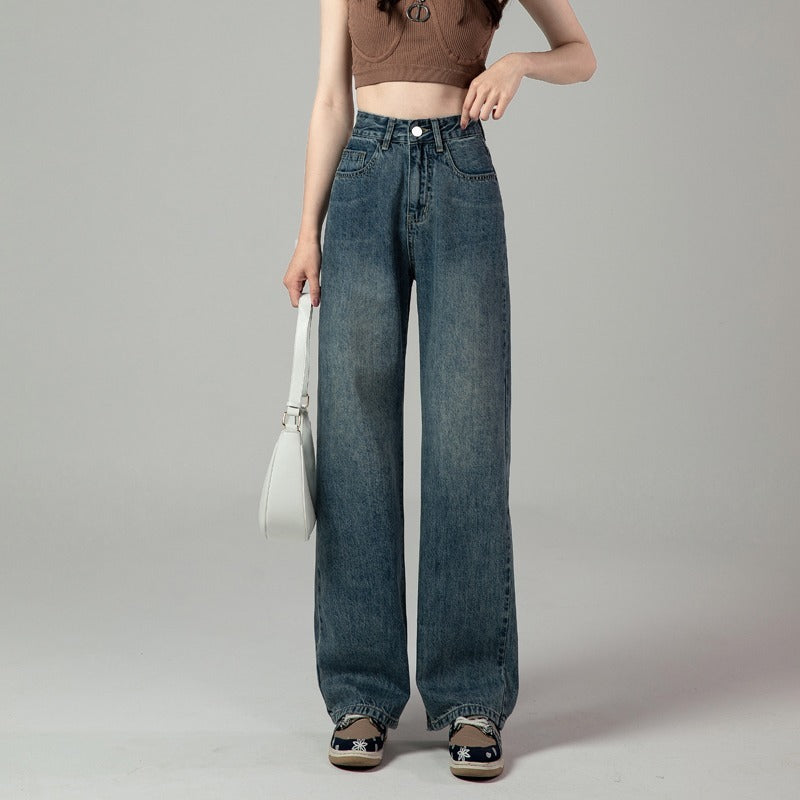 High Waist Retro Straight Jeans For Women Autumn