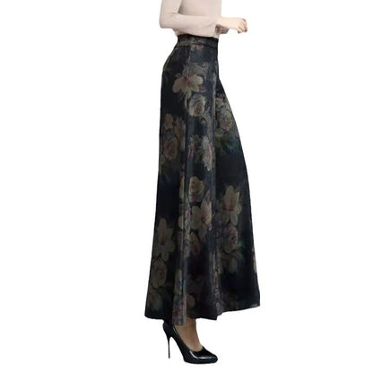 Women's Fashionable Printed Cropped Wide-leg Pants