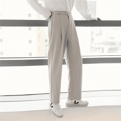 Men's Draping Effect Straight Casual Suit Pants