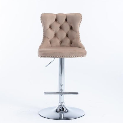 2-piece Set Of Rotating Velvet Bar Stools