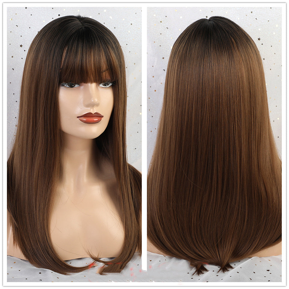 Long Smooth Synthetic Wig With Bangs For Women