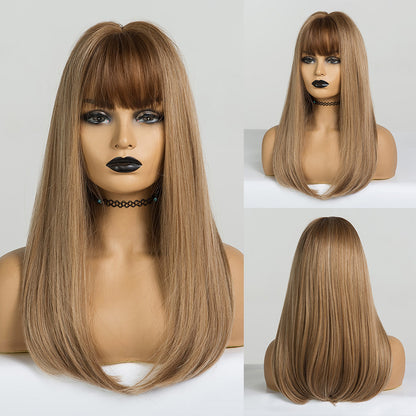 Long Smooth Synthetic Wig With Bangs For Women