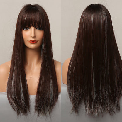 Long Smooth Synthetic Wig With Bangs For Women