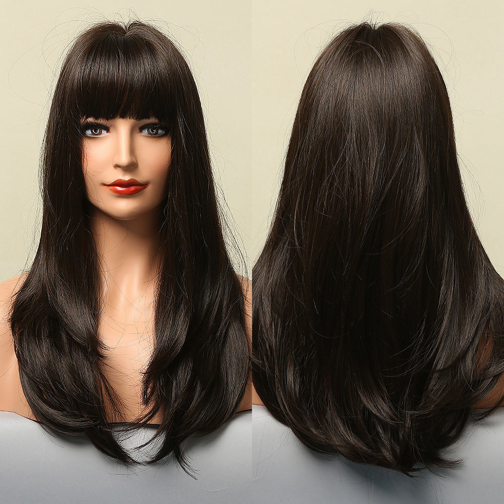 Long Smooth Synthetic Wig With Bangs For Women