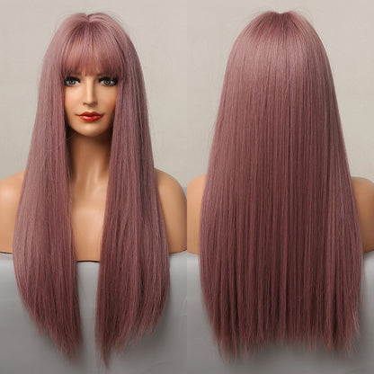 Long Smooth Synthetic Wig With Bangs For Women