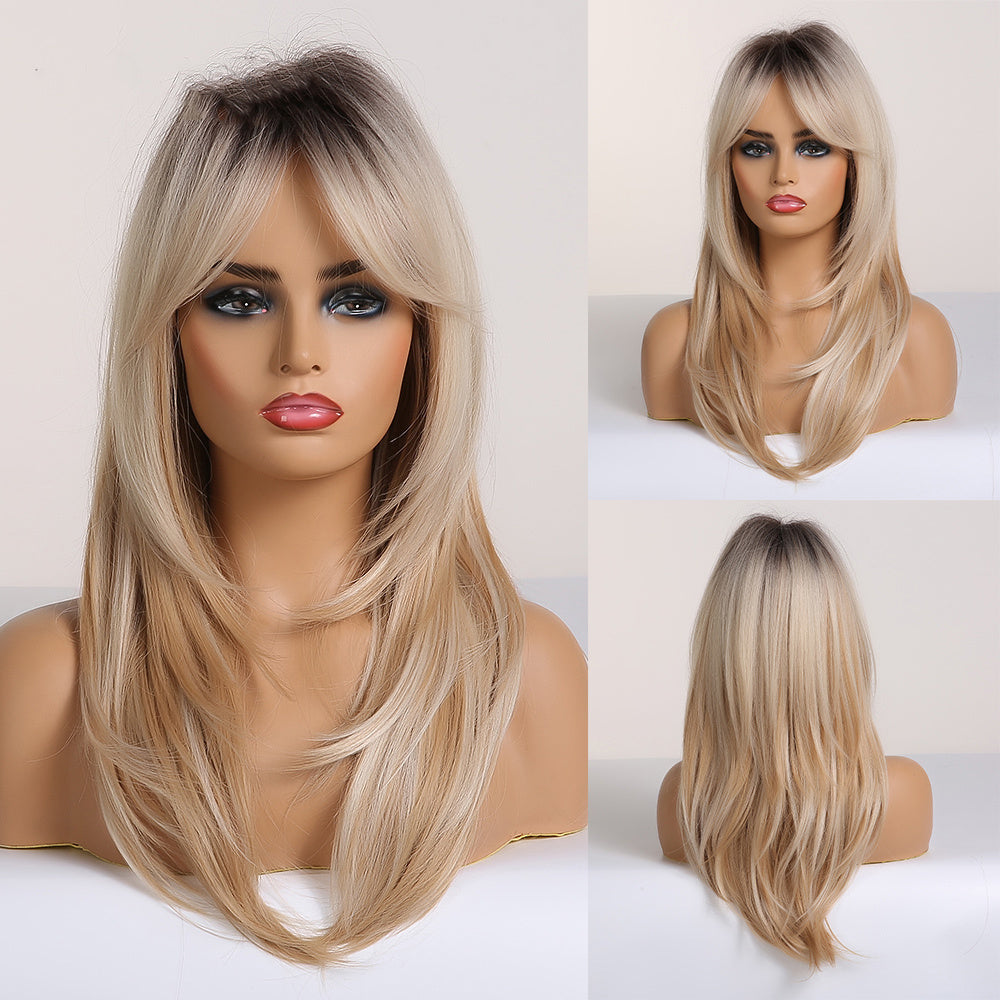 Long Smooth Synthetic Wig With Bangs For Women