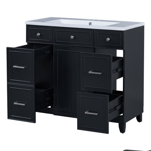 36  Bathroom Vanity Cabinet With Sink Top Combo Set , Black ,Single Sink,Shaker Cabinet With Soft Closing Door And 3 Drawers