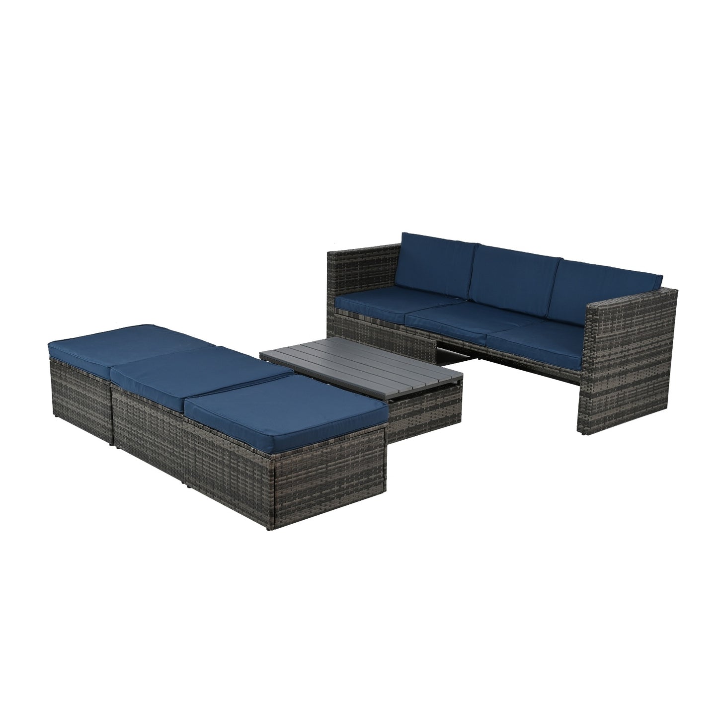 Patio Furniture, Outdoor Furniture, Seasonal PE Wicker Furniture,5 Set Wicker Furniture With Plywood