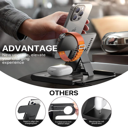 3 In 1 Wireless Charging Sation For Multiple Devices 15W Fast Charging Stand