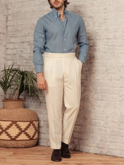 Men's Solid Color Button Pants