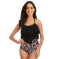 High Waist Two-piece Suit Swimsuit Women's Ruffled Conservative