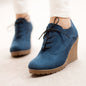 Ankle Boots Flat Casual Women's Shoes Lace-up Wedge