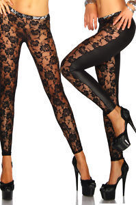 Women's Lace Leather Leggings