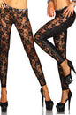 Women's Lace Leather Leggings