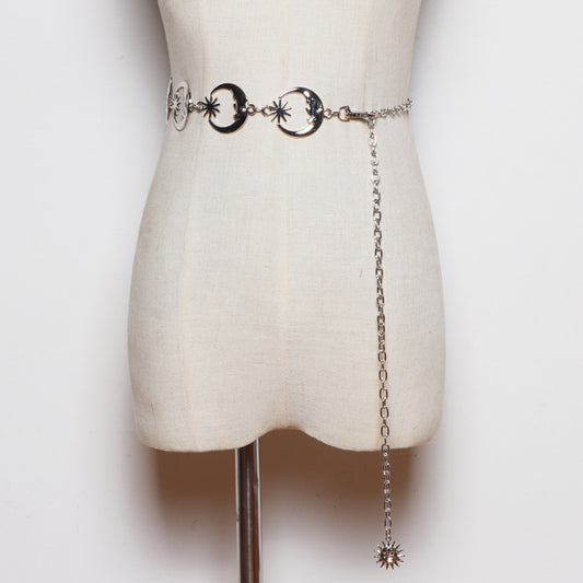 Moon star metal waist chain woman