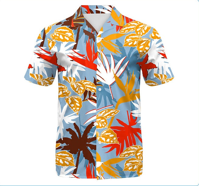 Men's Beach Digital Printed Shorts Shirt Inner Mesh Suit