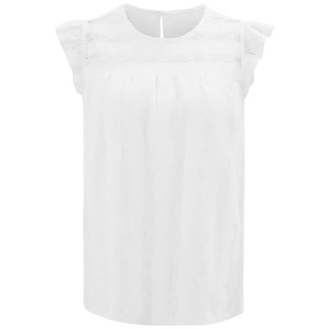 Women's Lace Slim Flying Sleeve Top