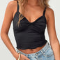 Women's Bow Camisole Backless Tank Waist Trimming Wave Edge Bandeau Sling Top