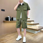 Men's Korean Style Youth Fashion Lapel T-shirt Suit