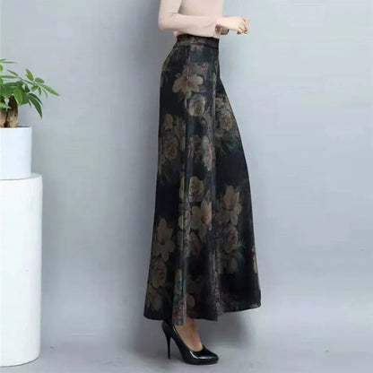 Women's Fashionable Printed Cropped Wide-leg Pants