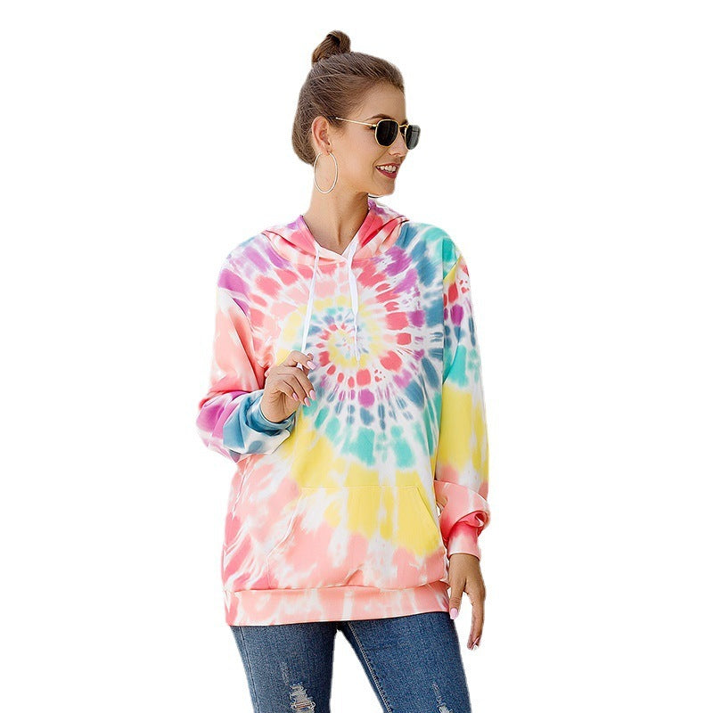 Loose Long-Sleeved Printed Hooded Sweatshirt