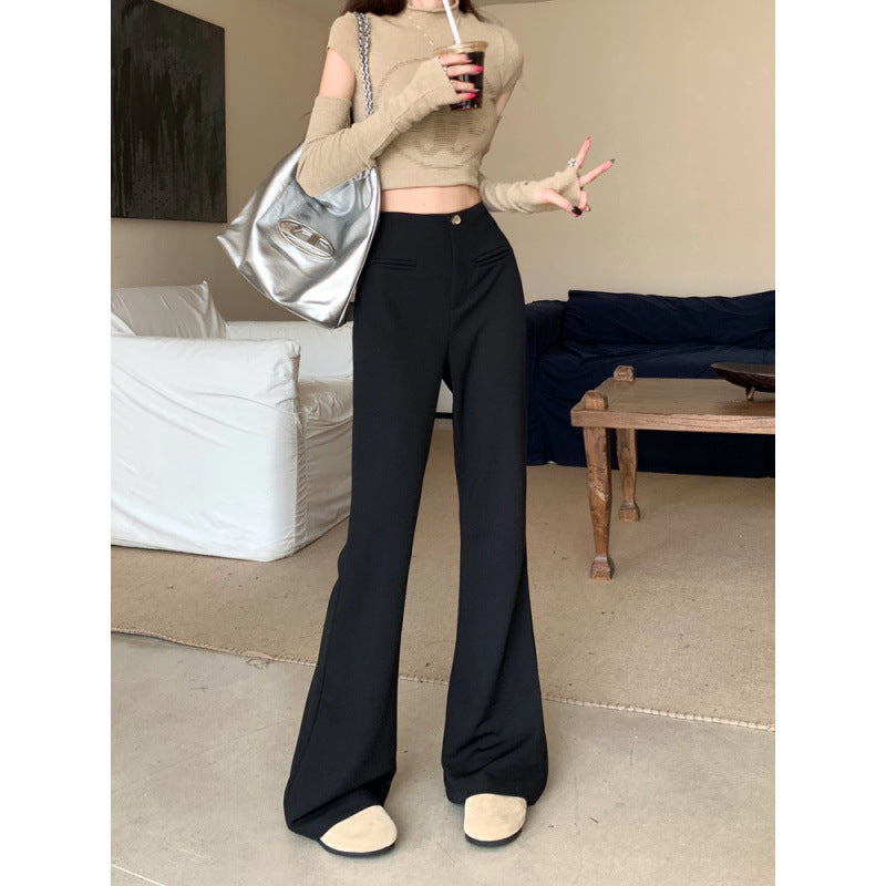 High Waist Slim Fit Women's Spring Versatile Slimming And Straight Casual Pants