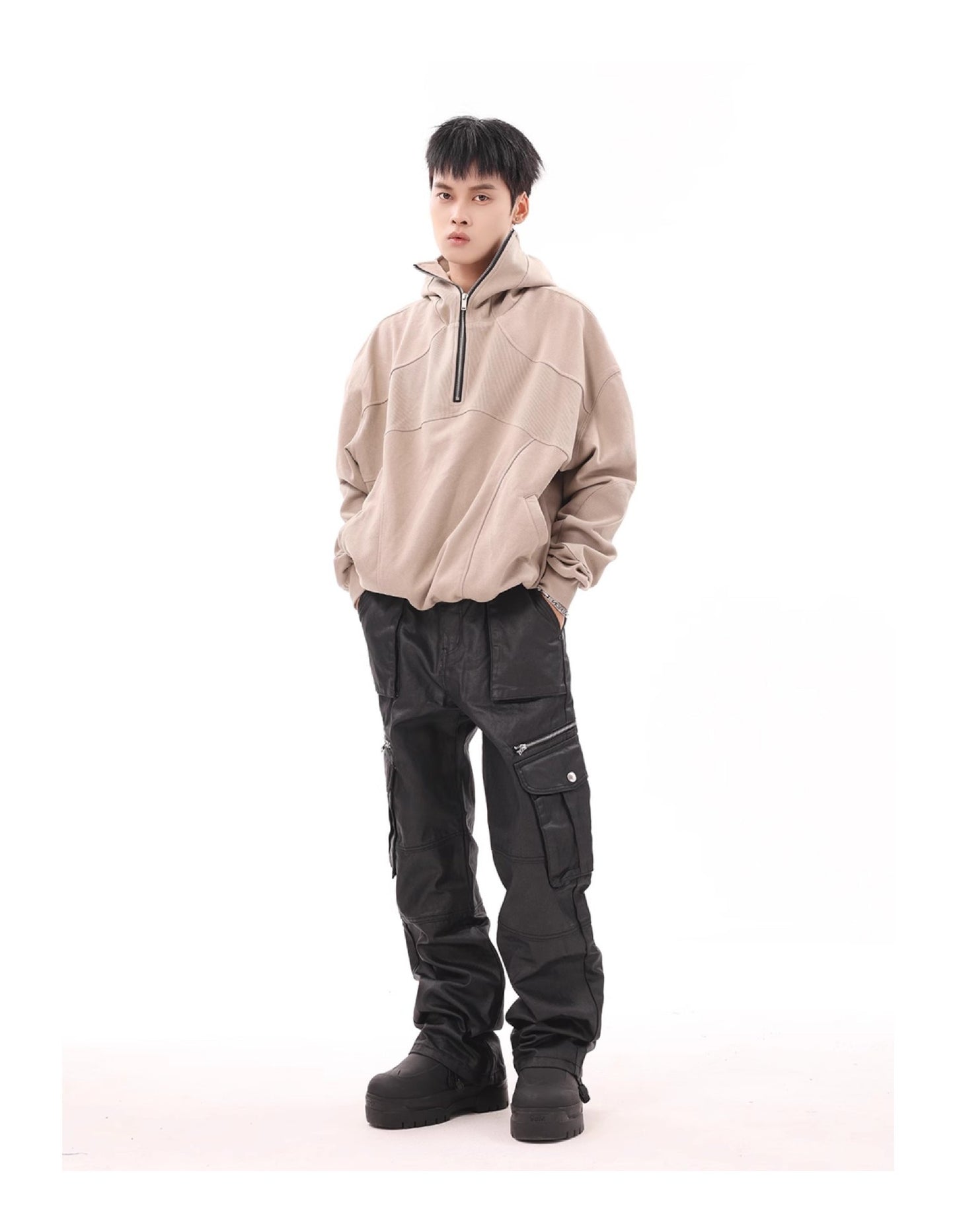 Zipper Multi-pocket Functional Overalls Stacked Casual Pants