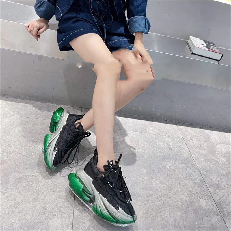 Leather Thick Soled New Jelly High Casual Sports Shoes For Women