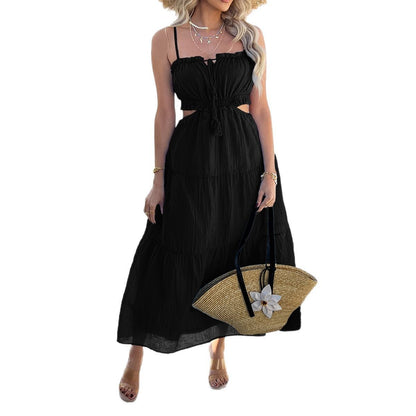 Bohemian Vacation High Waist Stitching Sling Dress