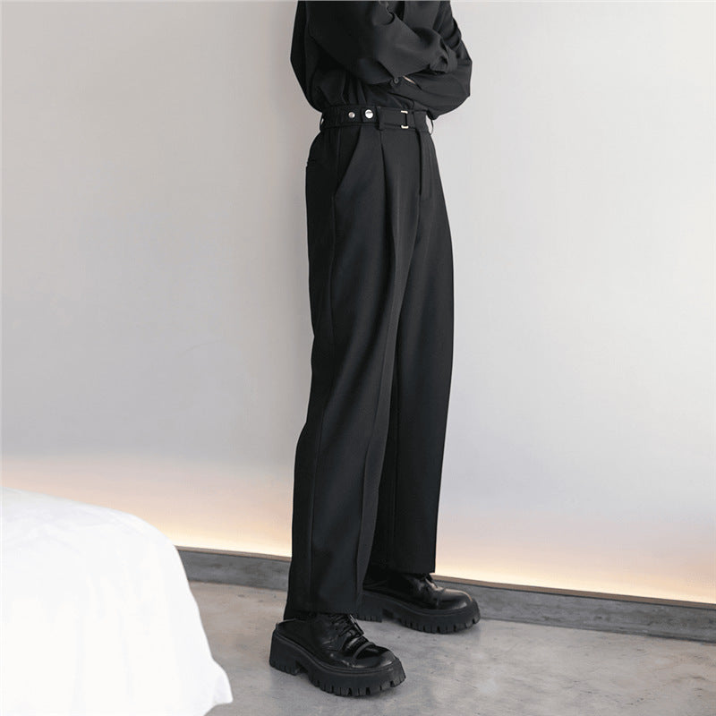 Men's Draping Effect Straight Casual Suit Pants