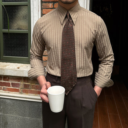 Breathable Non-ironing Seersucker Long Sleeve Shirt