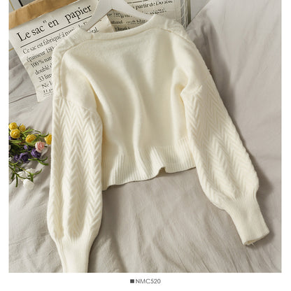 Three button short cardigan sweater jacket woman