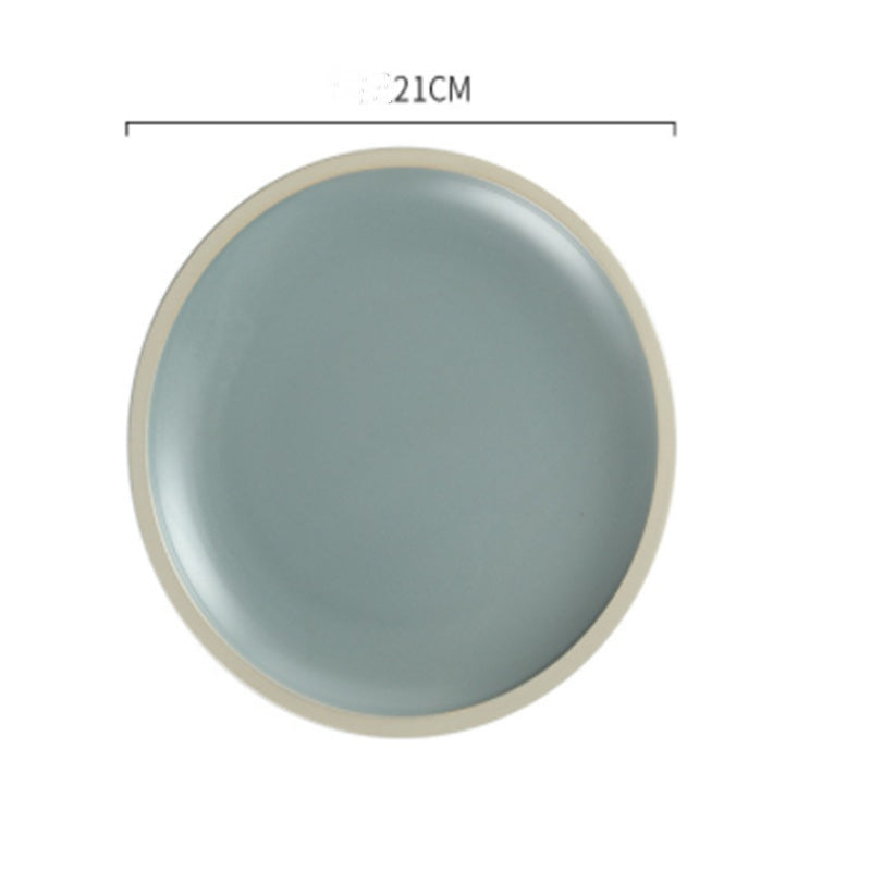 Morandi Ceramic Matte Western Dinner Plate Household Round Tableware Set Western Plate Pasta Flat Cake