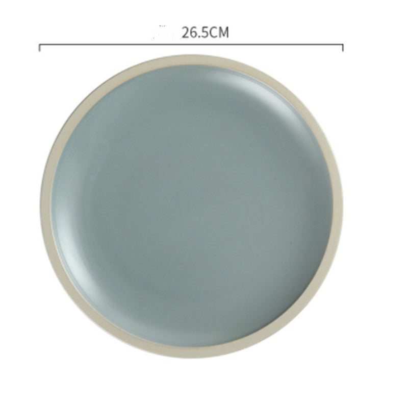 Morandi Ceramic Matte Western Dinner Plate Household Round Tableware Set Western Plate Pasta Flat Cake