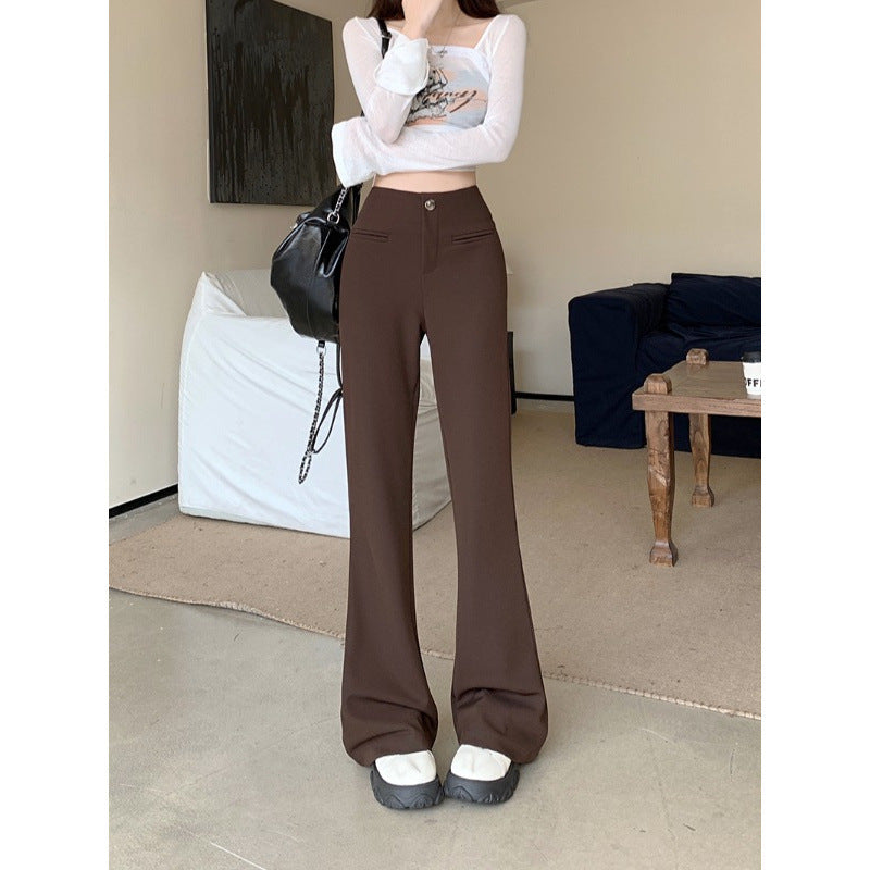 High Waist Slim Fit Women's Spring Versatile Slimming And Straight Casual Pants