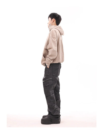 Zipper Multi-pocket Functional Overalls Stacked Casual Pants