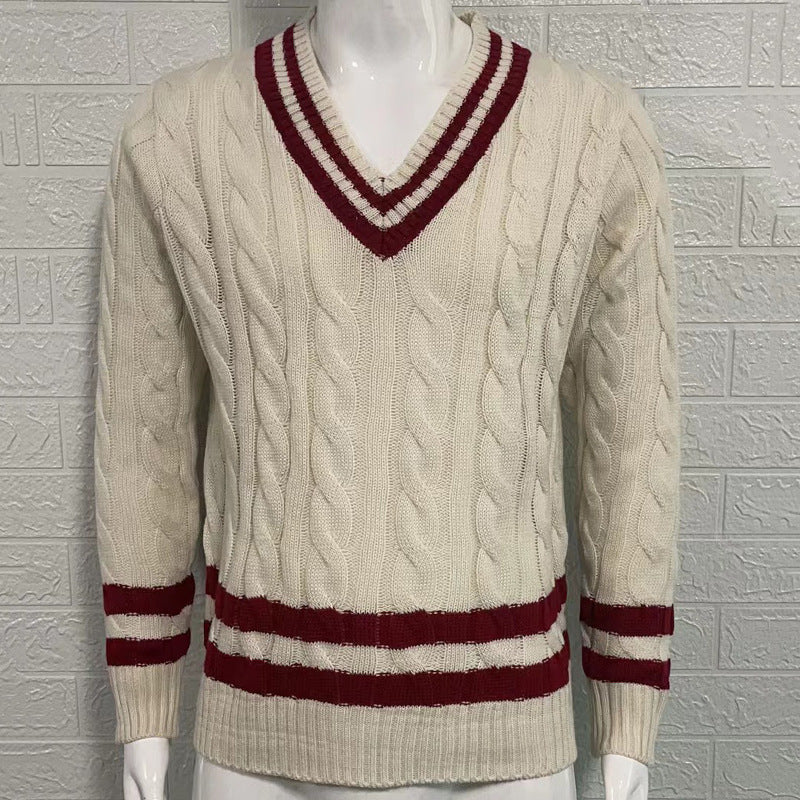 Men's Striped Color Matching Knitted Fashion Tops