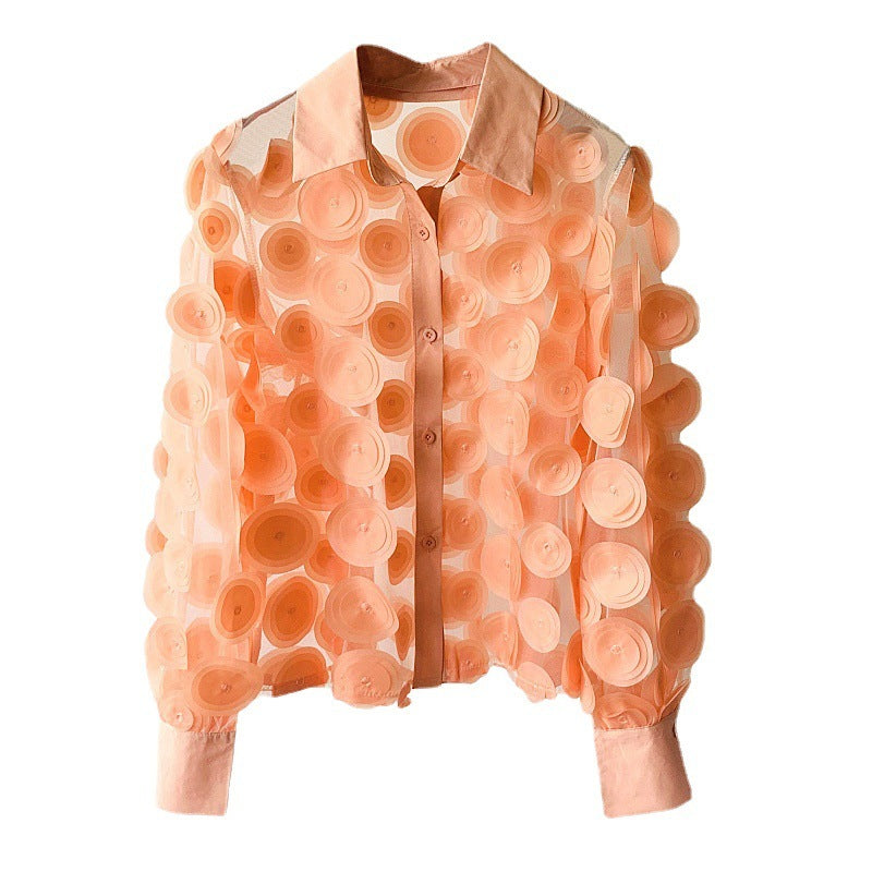 Women's Three-dimensional Flower Chiffon Gauzy Shirt