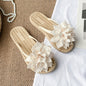 Gentle Woman Flowers All-matching Flat Shoes Non-slip Beach Sandals