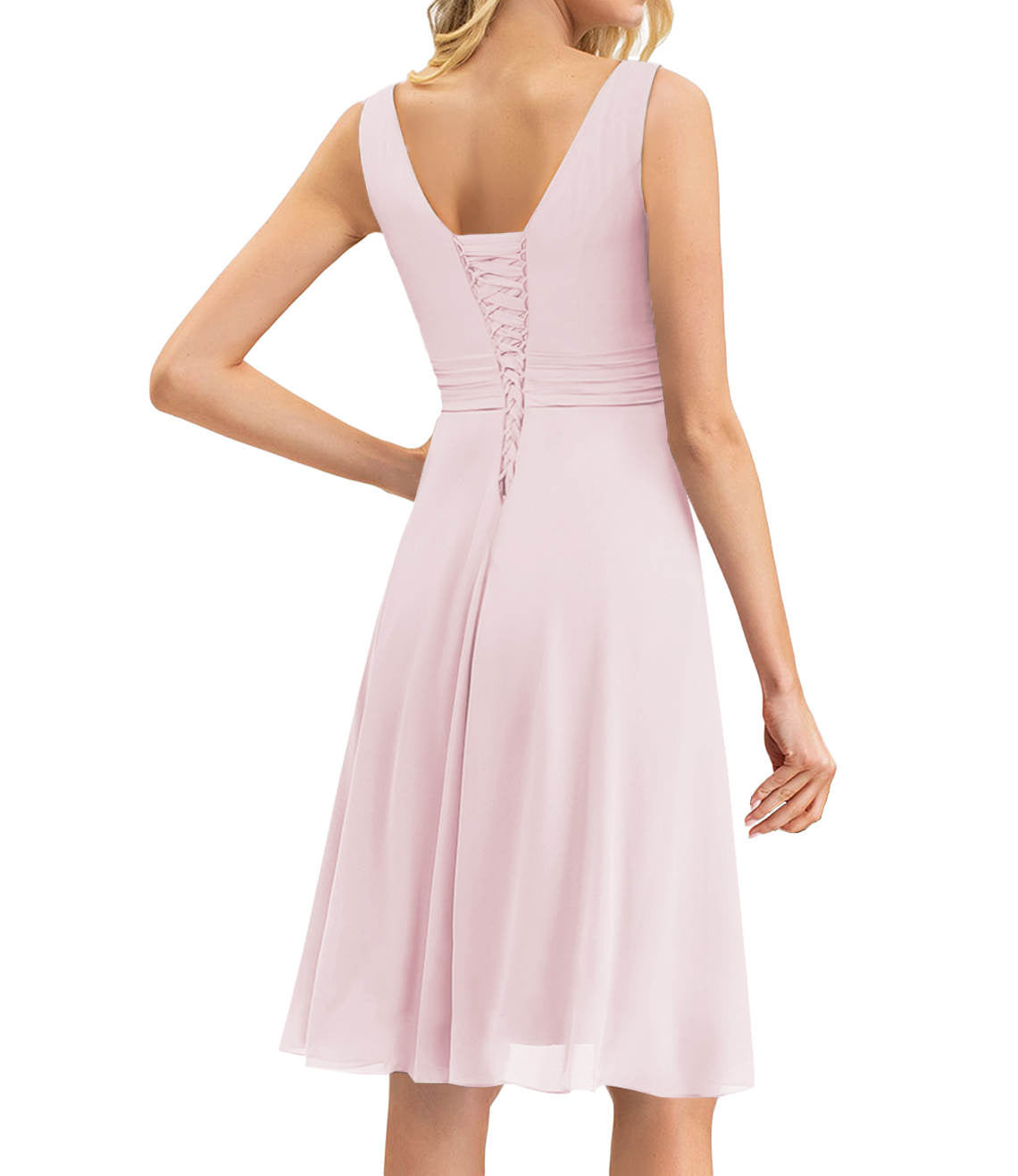 V-neck Sleeveless Chiffon Patchwork Dress