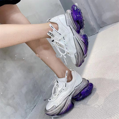 Leather Thick Soled New Jelly High Casual Sports Shoes For Women