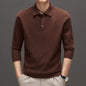 Knitwear Polo Collar Solid Color Long Sleeve Men's Sweater