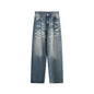 Washed Straight Jeans Men's Casual Long Pants