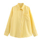 Four-color Striped Single-mouth Pocket Decoration Loose Women's Shirt