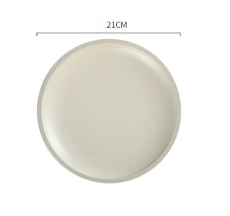 Morandi Ceramic Matte Western Dinner Plate Household Round Tableware Set Western Plate Pasta Flat Cake