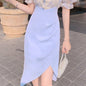 Fashion Suit Lace Shirt Irregular Skirt Two-piece Suit