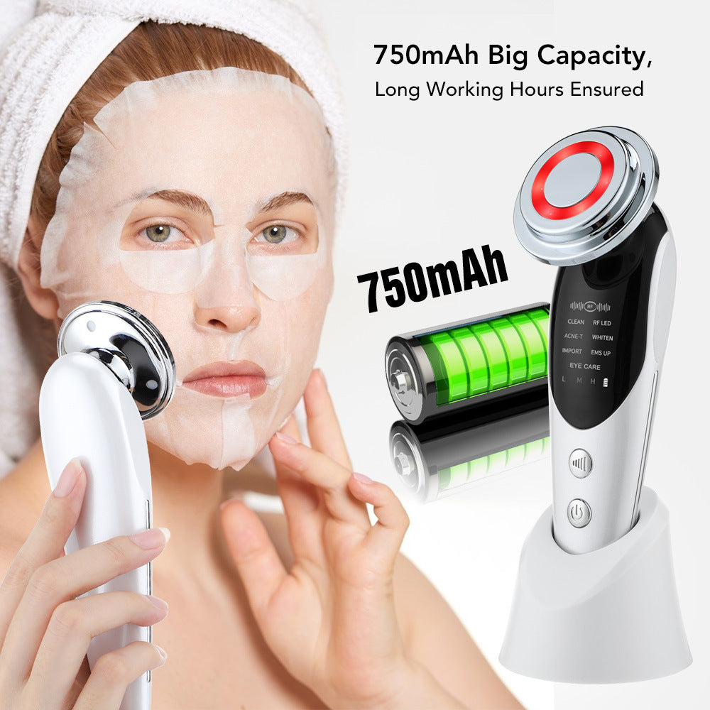 7-in-1 Facial Massager EMS Micro-current Color Light Vibration LED Beauty Purifying Introducer Skin Care Beauty Device