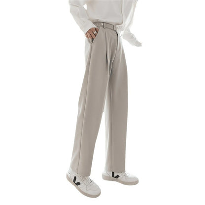 Men's Draping Effect Straight Casual Suit Pants