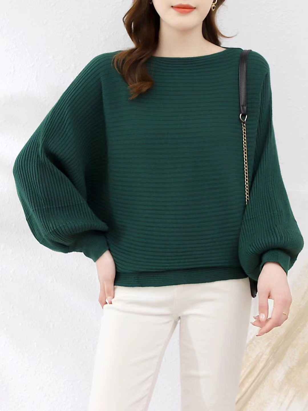 Lantern Sleeve Sweater Underwear Off-shoulder Collar