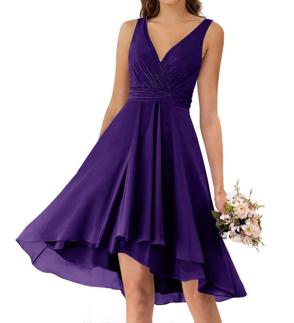 V-neck Sleeveless Chiffon Patchwork Dress